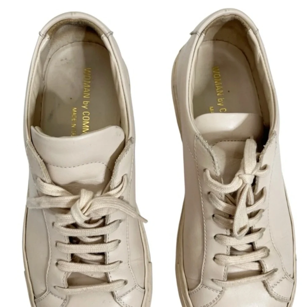 Common Projects Achilles Low Sneakers Beige Leather Lace Up‎ Women's Size 7